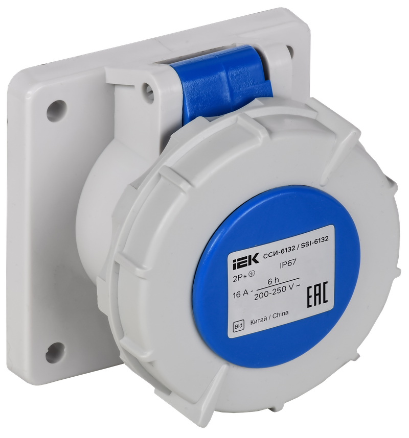 Изображение Розетка встраиваемая прямаяССИ-6132 16А-6ч 220В 2P+PE IP67 IEK