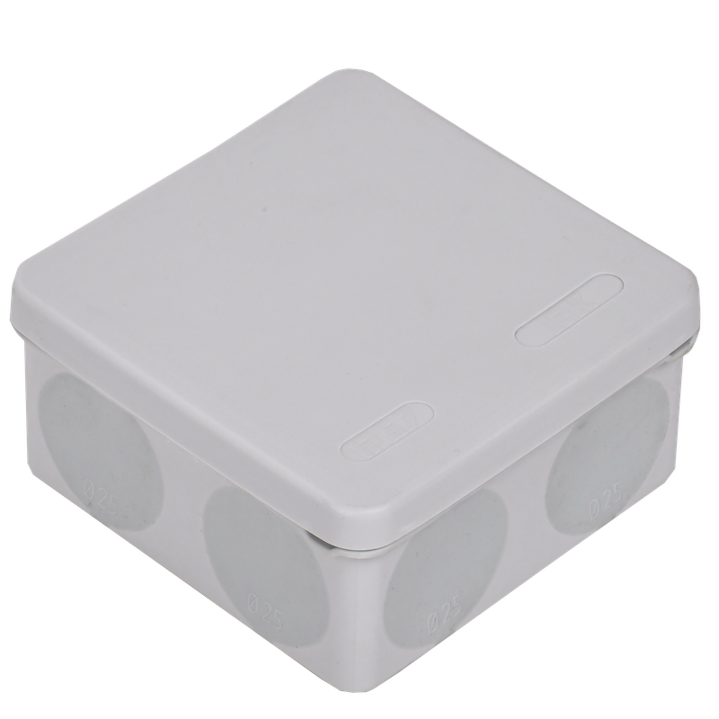 Изображение Коробка распаячная двухкомпонентная КМ42455 для открытой проводки безгалогенная (HF) 100х100х50мм IP67 8 вводов серая IEK