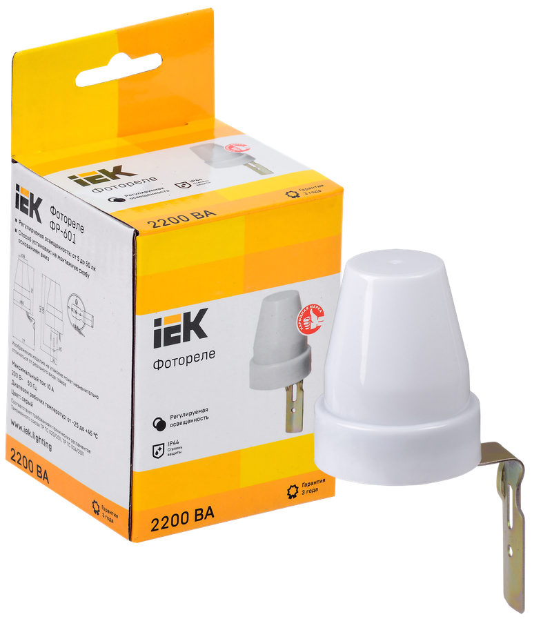 Изображение Фотореле ФР-601 2200ВА IP44 серый IEK