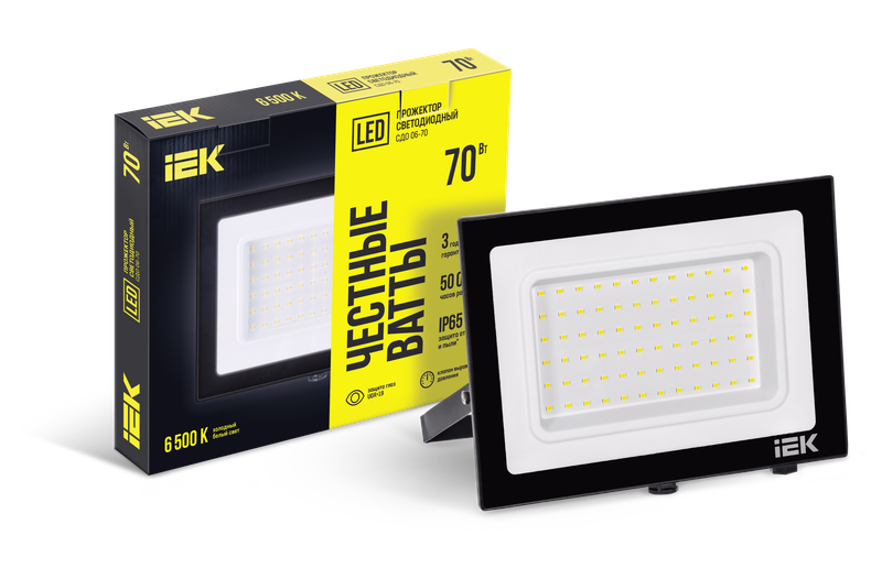 Изображение Прожектор СДО 06-70 светодиодный черный IP65 6500 K IEK