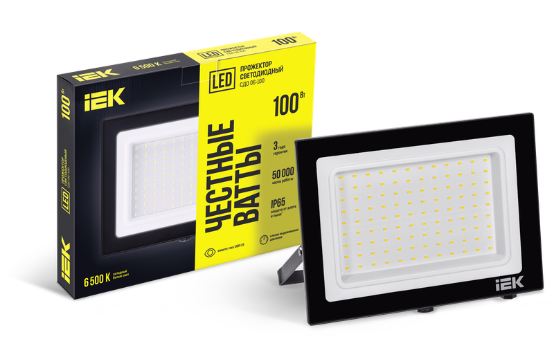 Изображение Прожектор СДО 06-100 светодиодный черный IP65 6500 K IEK