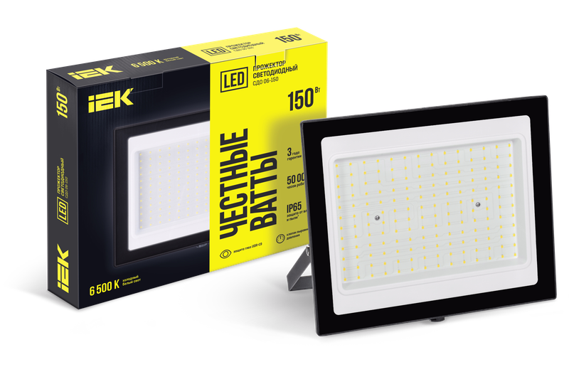 Изображение Прожектор СДО 06-150 светодиодный черный IP65 6500 K IEK