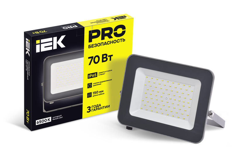 Изображение Прожектор светодиодный СДО 07-70 IP65 серый IEK