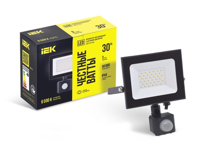 Изображение Прожектор СДО 06-30Д светодиодный черный с ДД IP54 6500K IEK