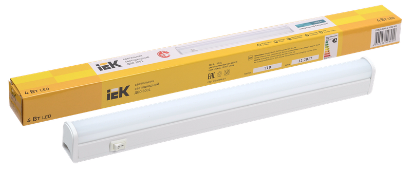 Изображение Светильник светодиодный линейный ДБО 3001 4Вт 4000K IP20 311мм пластик IEK