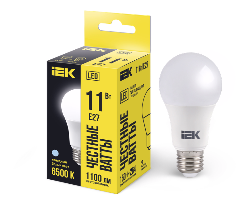 Изображение Лампа светодиодная A60 груша 11Вт 230В 6500К E27 IEK