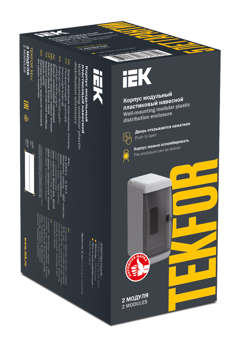 Изображение TEKFOR Mini Корпус пластиковый КМПн-2 IP41 белый IEK