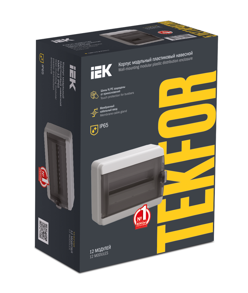 Изображение TEKFOR Корпус пластиковый КМПн-24 IP65 черная прозрачная дверь IEK