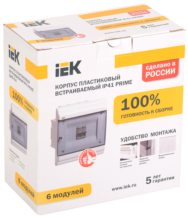 Изображение PRIME Корпус пластиковый ЩРВ-П-6 модулей встраиваемый белый IP41 IEK