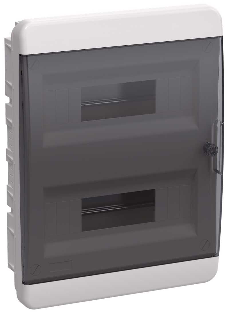 Изображение TEKFOR Корпус пластиковый ЩРВ-П-24 IP41 черная прозрачная дверь IEK