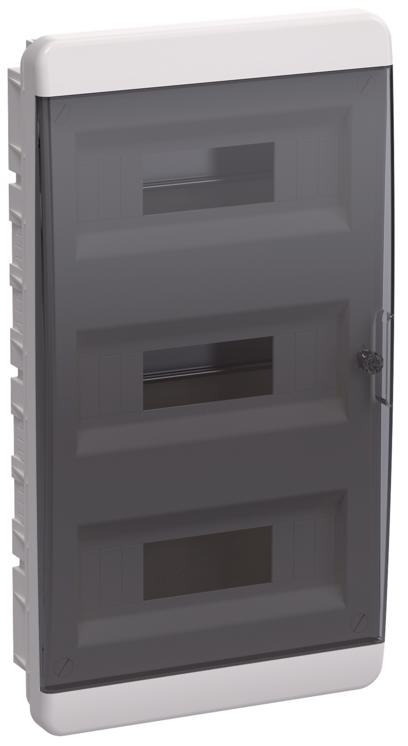 Изображение TEKFOR Корпус пластиковый ЩРВ-П-36 IP41 черная прозрачная дверь IEK