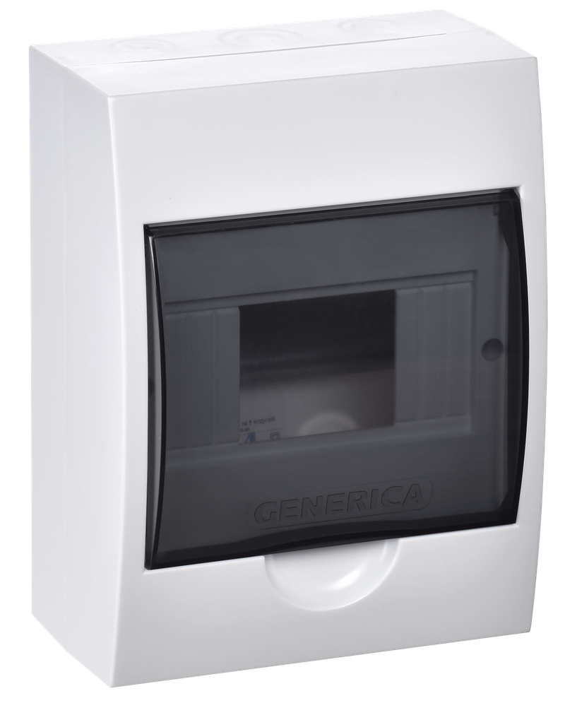 Изображение Корпус пластиковый ЩРН-П-6 черная прозрачная дверь IP41 GENERICA