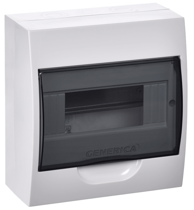 Изображение Корпус пластиковый ЩРН-П-8 черная прозрачная дверь IP41 GENERICA