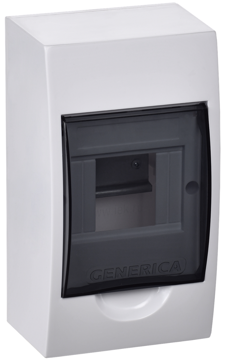 Изображение Корпус пластиковый ЩРН-П-4 черная прозрачная дверь IP41 GENERICA