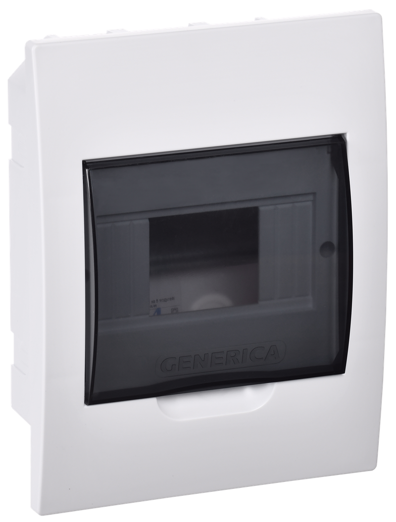 Изображение Корпус пластиковый ЩРВ-П-6 черная прозрачная дверь IP41 GENERICA
