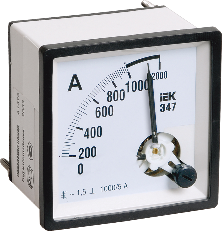 Изображение Амперметр аналоговый Э47 2000/5А класс точности 1,5 72х72мм IEK