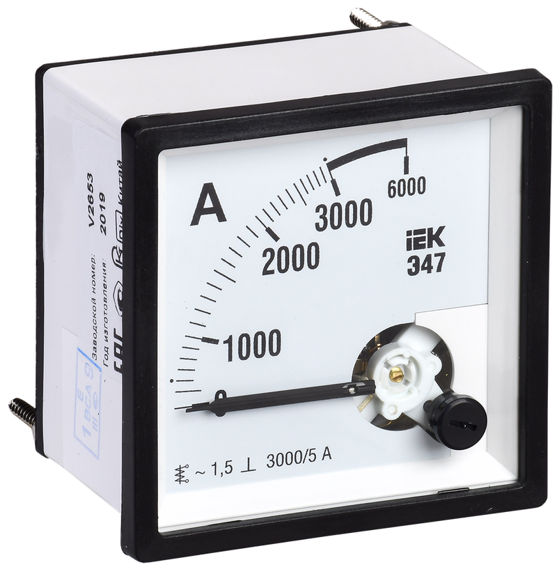 Изображение Амперметр аналоговый Э47 3000/5А класс точности 1,5 72х72мм IEK