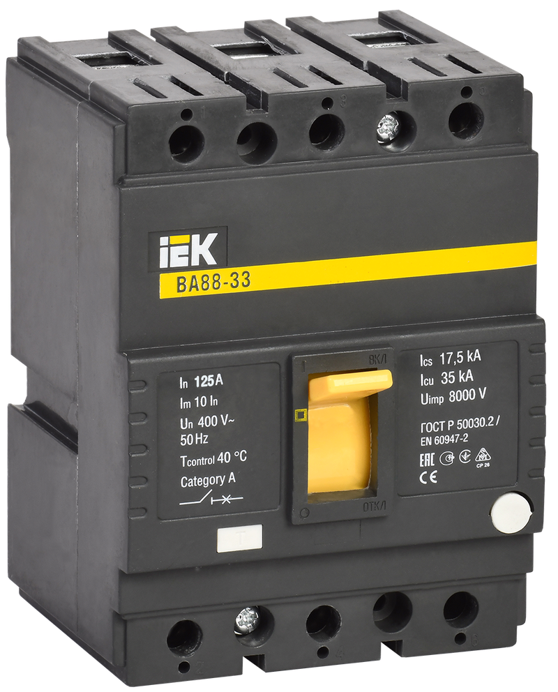 Изображение Выключатель автоматический ВА88-33 3Р 125А 35кА IEK