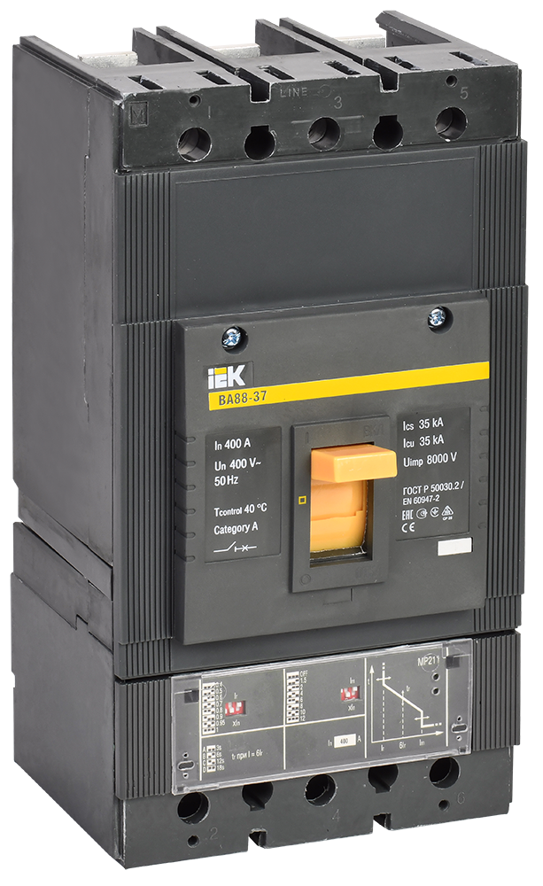 Изображение Выключатель автоматический ВА88-37 3Р 400А 35кА с электронным расцепителем MP 211 IEK
