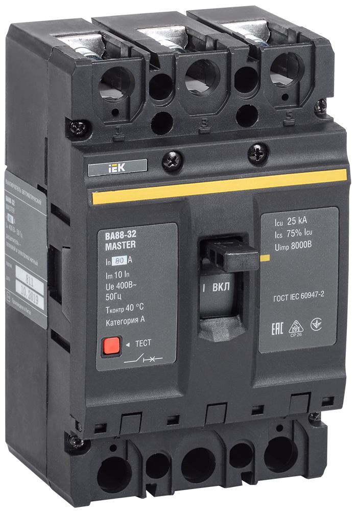 Изображение Выключатель автоматический ВА88-32 3Р 80А 25кА MASTER IEK