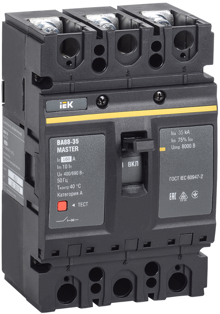 Изображение Выключатель автоматический ВА88-35 3Р 160А 35кА MASTER IEK
