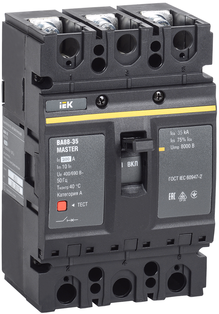 Изображение Выключатель автоматический ВА88-35 3Р 200А 35кА MASTER IEK