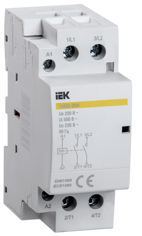 Изображение Контактор модульный КМ63-20М AC IEK