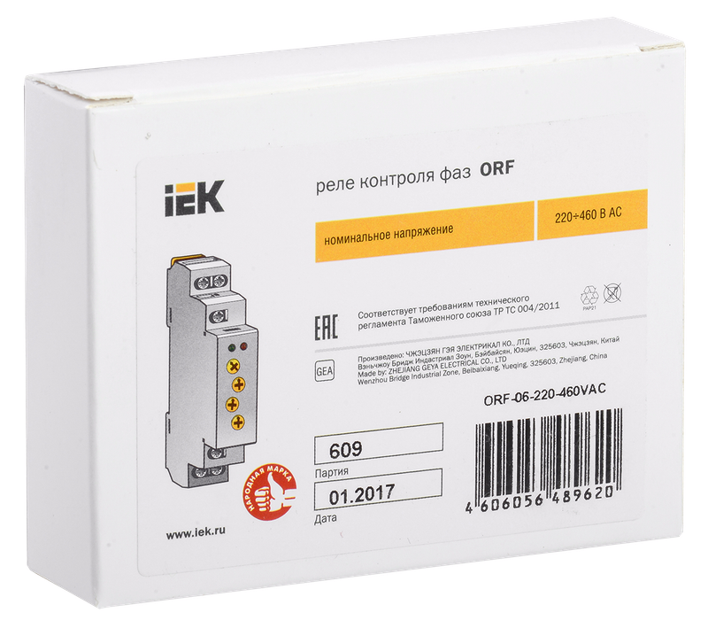 Изображение Реле контроля фаз ORF-06 трехфазное 220-460В AC IEK