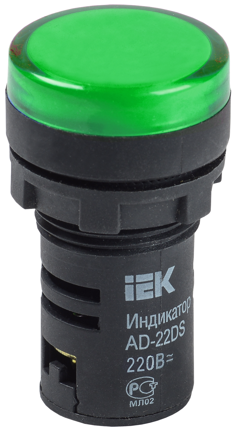 Изображение Лампа AD22DS(LED)матрица d=22мм зеленый 24В AC/DC IEK
