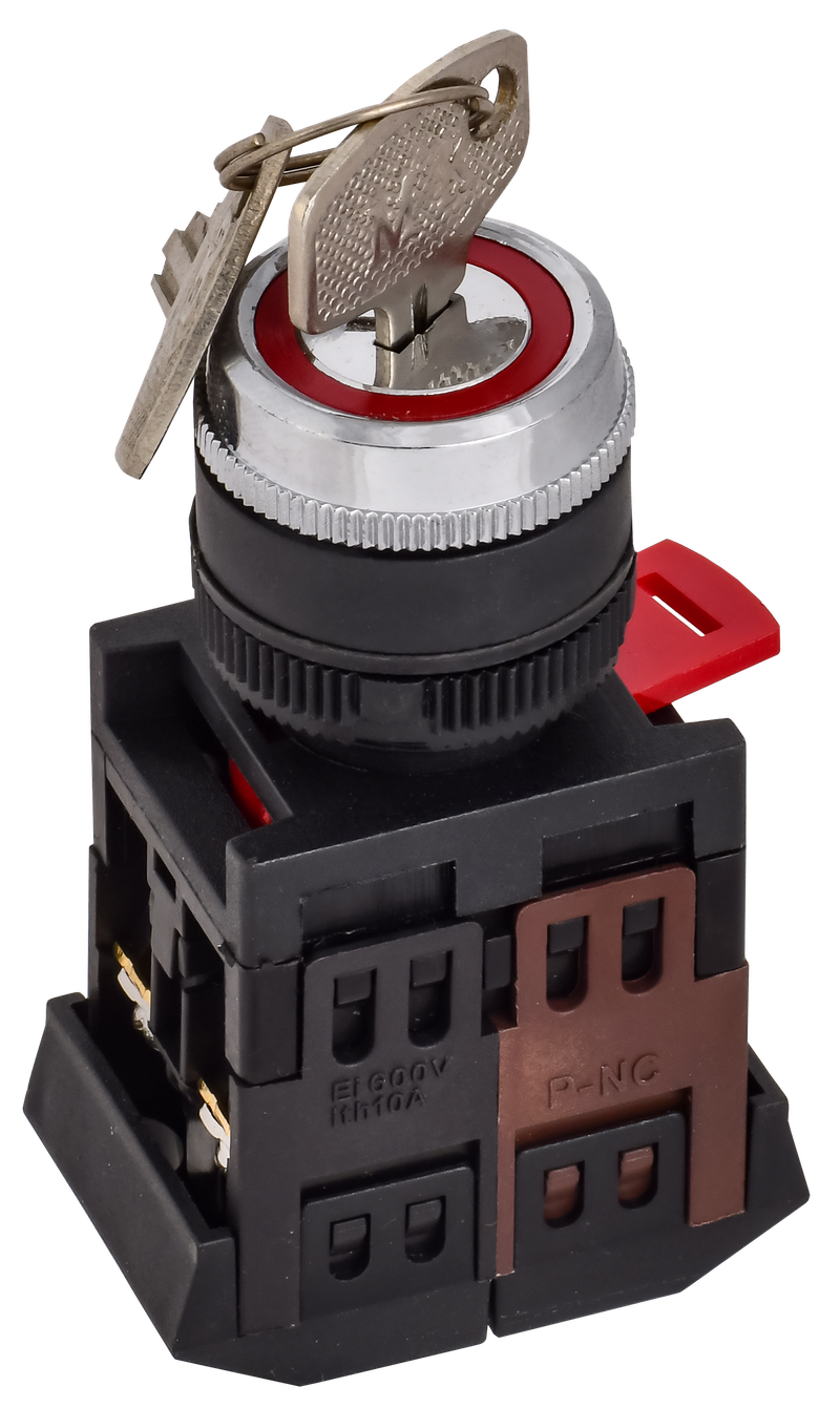 Изображение Переключатель АKS-22 черный с ключом на 2 положения I-O NO+NC GENERICA