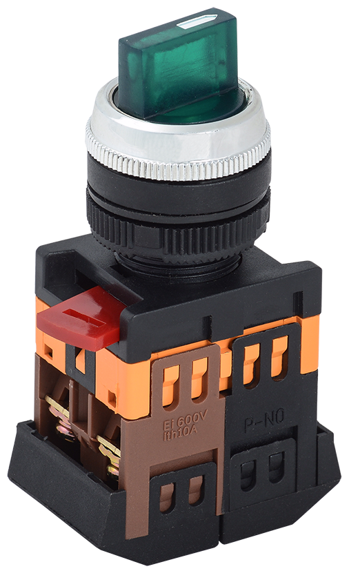 Изображение Переключатель АNС-22-2 на 2 положения зелёный неон/240В I-O NO+NC GENERICA