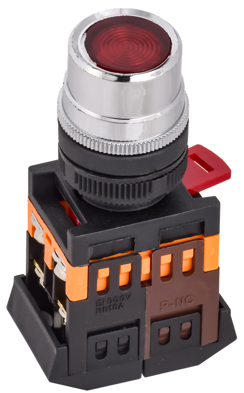 Изображение Кнопка ABLF-22 красный d22мм неон/240В NO+NC GENERICA