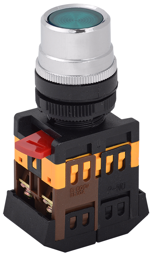 Изображение Кнопка ABLF-22 зеленая d22мм неон/240В NO+NC GENERICA