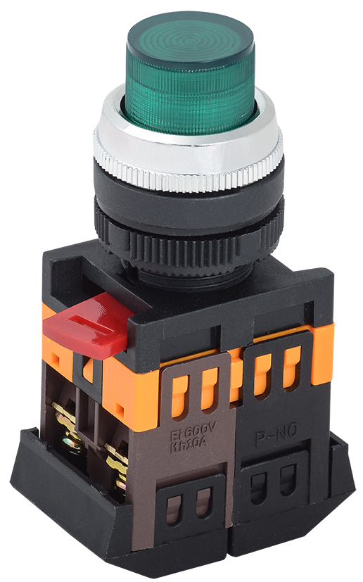 Изображение Кнопка ABLFP-22 зеленая d22мм неон/240В NO+NC GENERICA