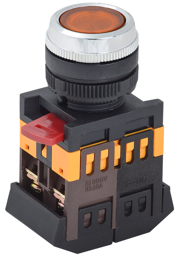 Изображение Кнопка ABLFS-22 желтая d22мм неон/240В NO+NC GENERICA