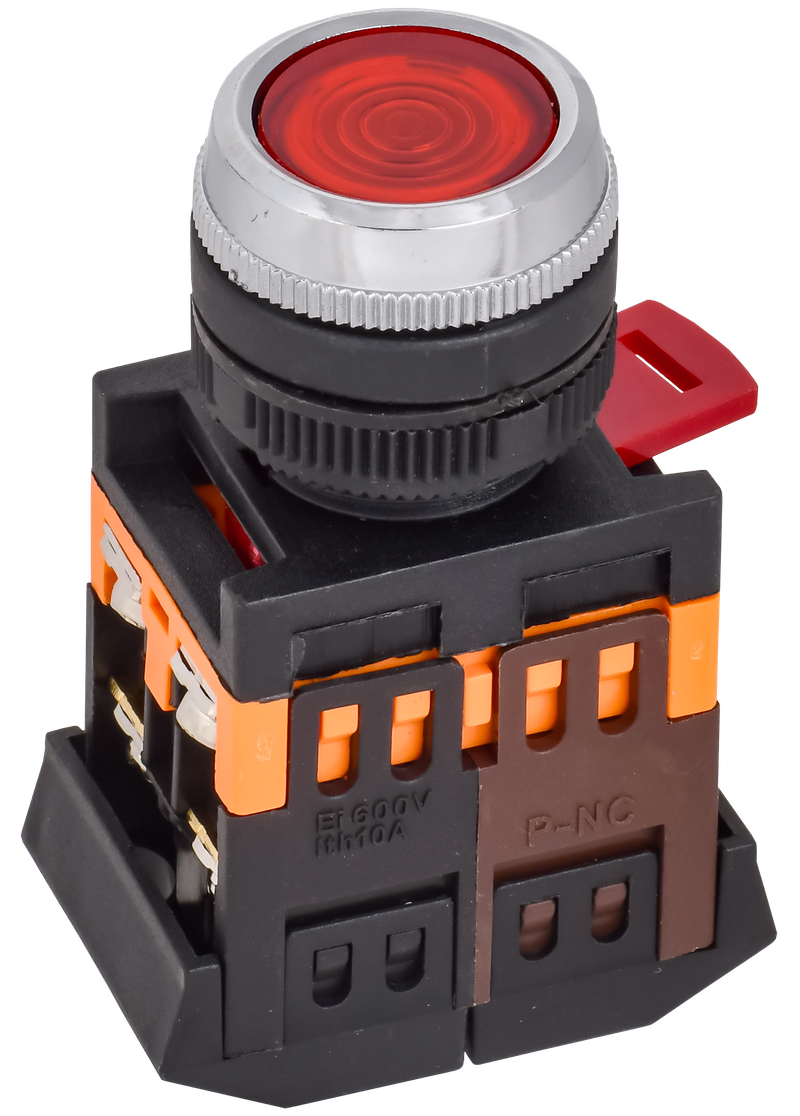 Изображение Кнопка ABLFS-22 красный d22мм неон/240В NO+NC GENERICA