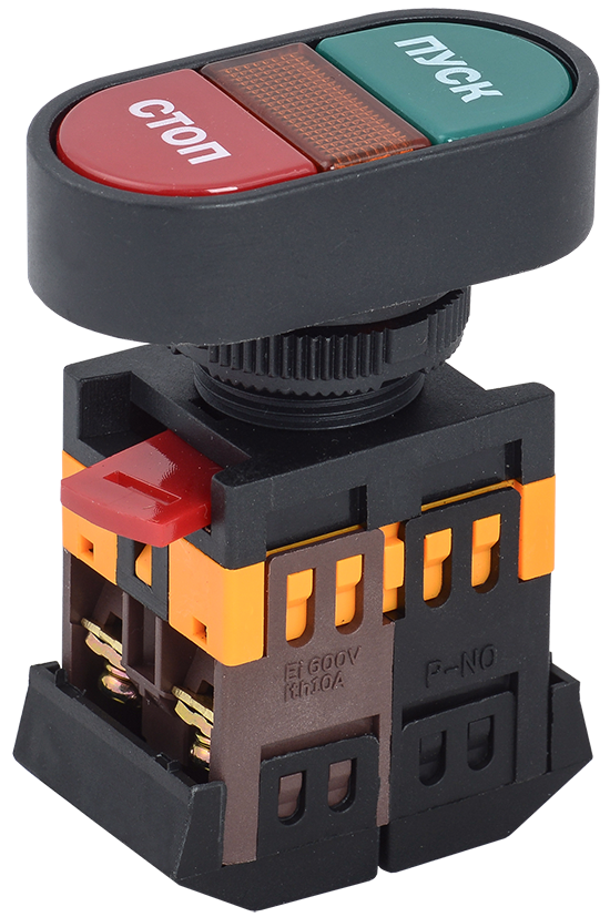 Изображение Кнопка APВВ-22N "Пуск-Стоп" d22мм неон/240В NO+NC GENERICA