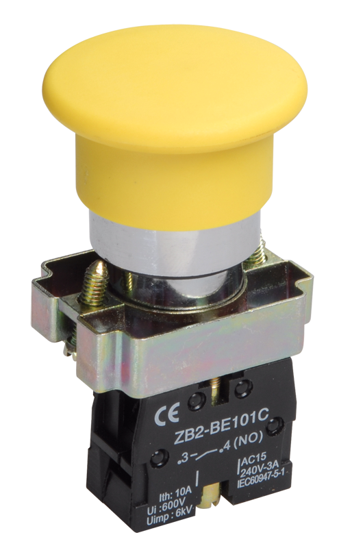 Изображение Кнопка управления LAY5-BC51"Грибок" без подсветки желтая 1NO IEK