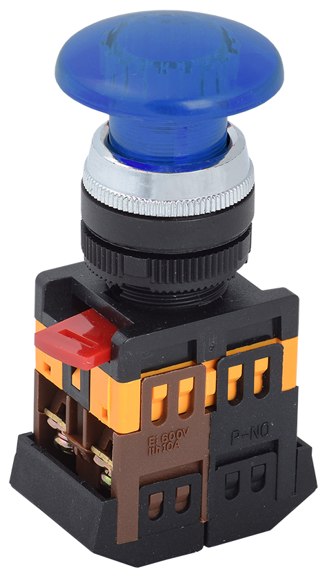 Изображение Кнопка AELA-22 "Грибок" синий d22мм неон/240В NO+NC GENERICA